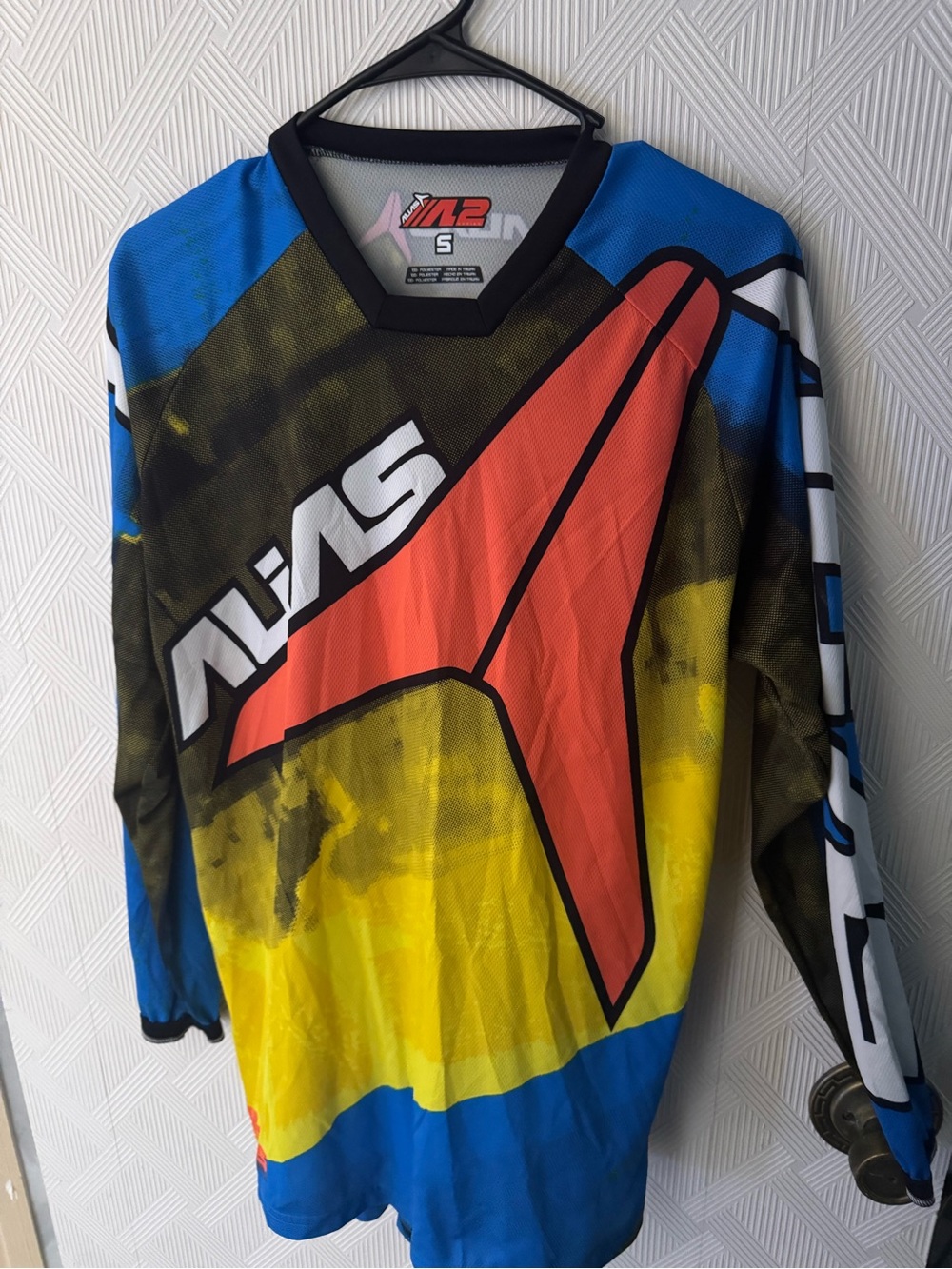 Alias dirt bike Racing gear jersey s and pants   - Blue/Yellow/Red pants 32